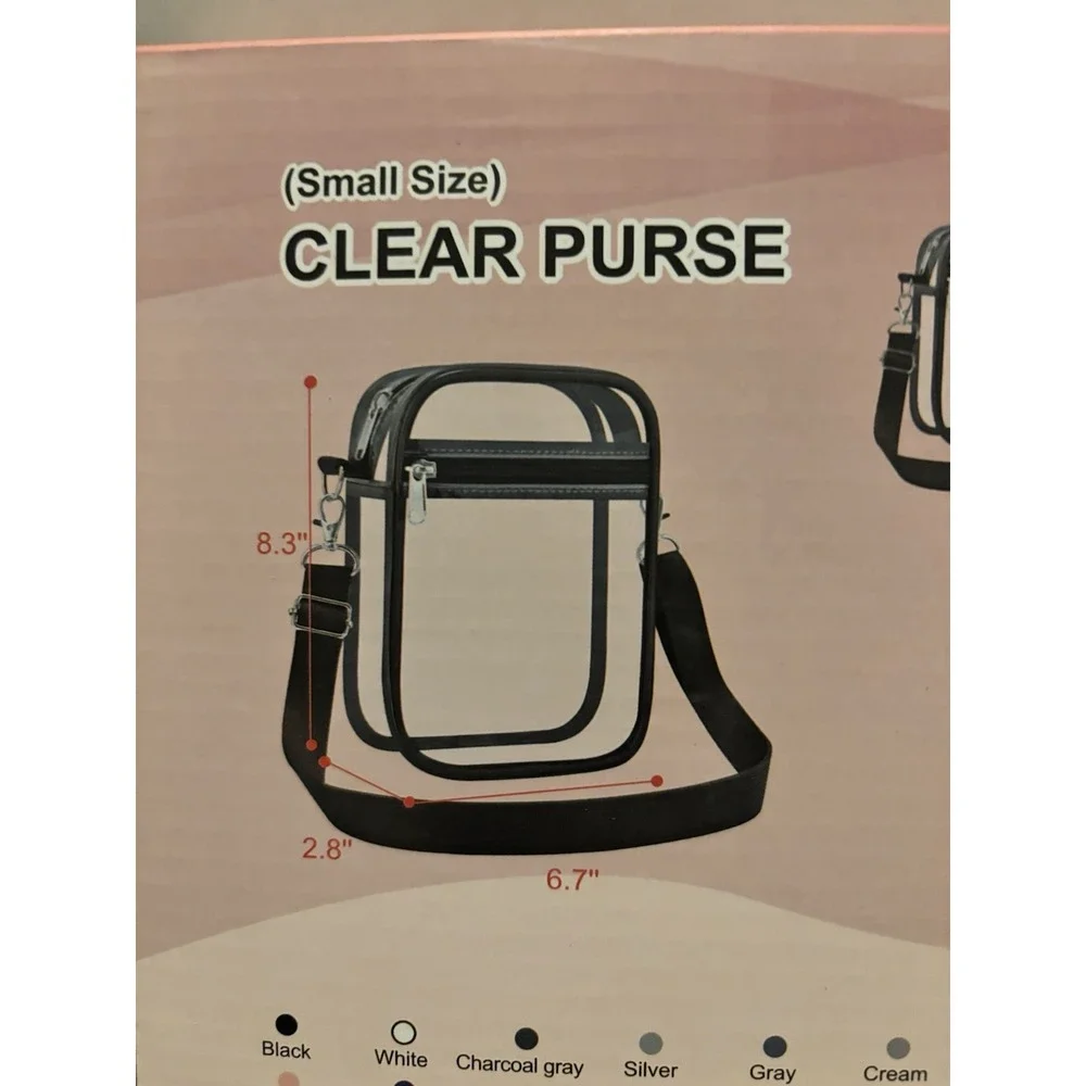 Oraben Clear Stadium Crossbody Purse Black Small Concert Sports Bag New[C]